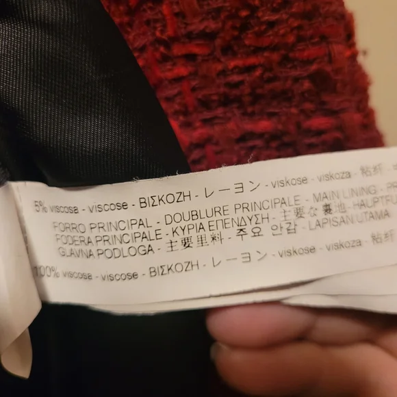 Zara Blogger Favorite Burgundy Red Frayed Tweed Boucle Jacket Size S - Picture 10 of 15